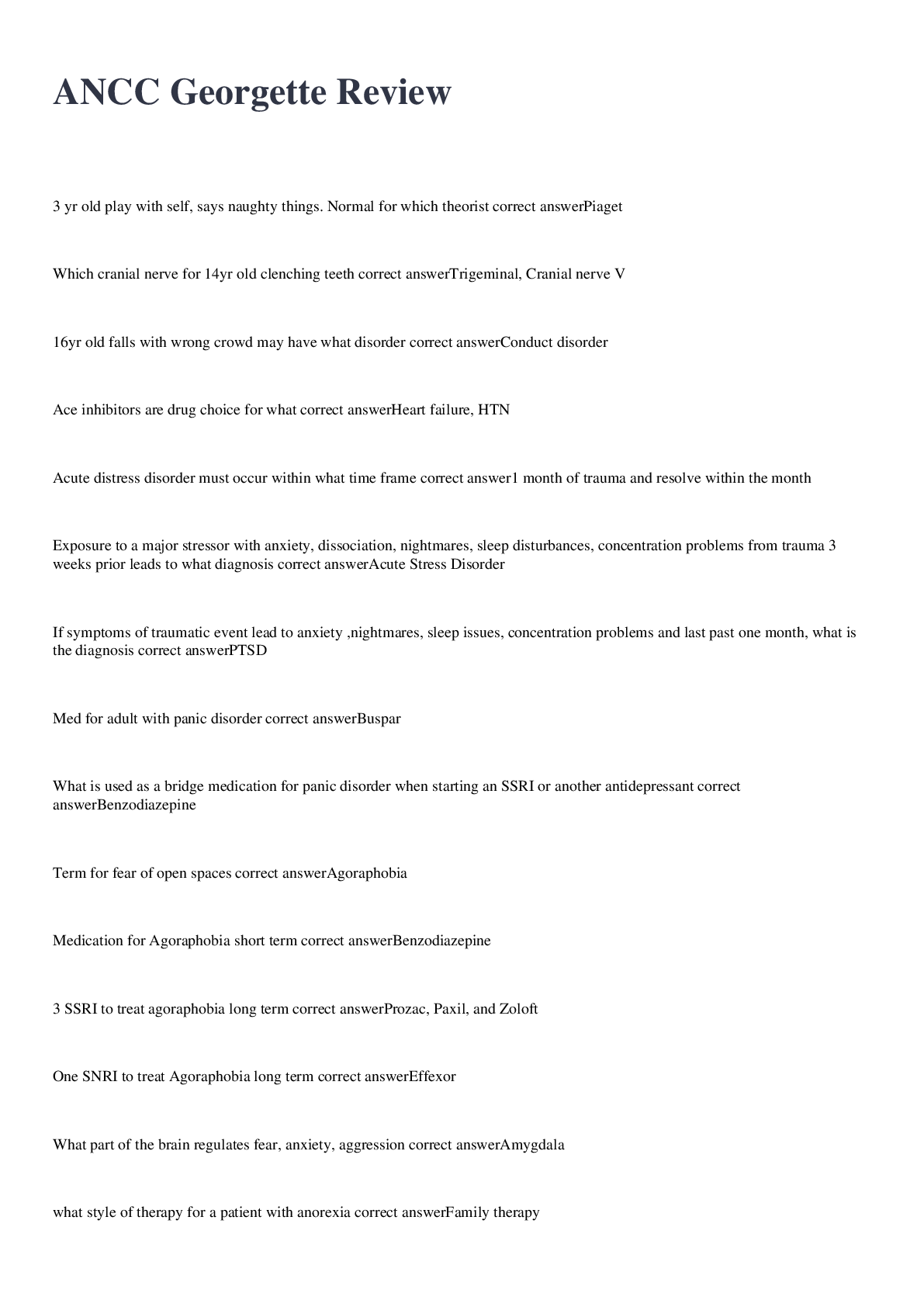 Preview image for ANCC Georgette Review exam 2022/2023 with 100% correct answers